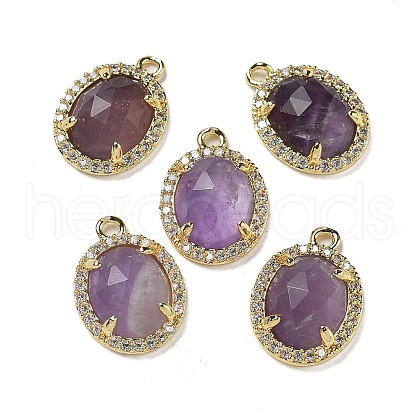 Natural Amethyst Faceted Oval Pendants G-I375-02G-08-1