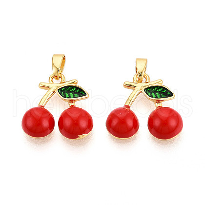 Brass Enamel Pendants KK-N257-52G-1