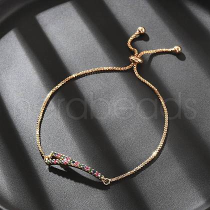 Letter Y Brass Micro Pave Cubic Zirconia Link Slider Bracelets KK-R217-55G-1