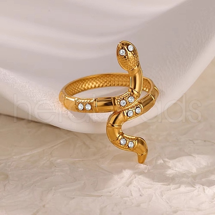 304 Stainless Steel Micro Pave Clear Cubic Zirconia Cuff Rings RJEW-S621-07G-1