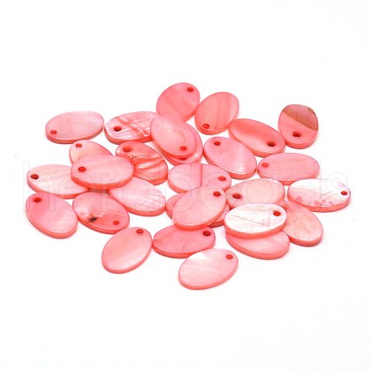 Dyed Freshwater Shell Flat Oval Charms SHEL-M002-03A-1