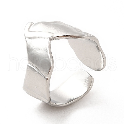 304 Stainless Steel Chevron Arrow Open Cuff Ring for Women RJEW-F131-15P-1