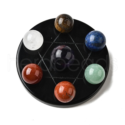 Chakra Natural Obsidian Base Seven Star Group Display Decorations DJEW-K031-01B-04-1