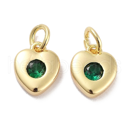Brass Micro Pave Cubic Zirconia Charms KK-C051-07G-04-1