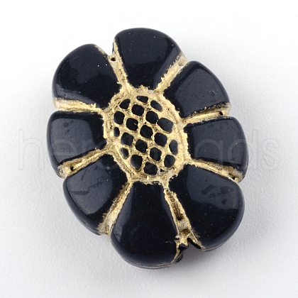 Flower Plating Acrylic Beads PACR-Q102-36B-1