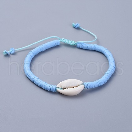 Handmade Polymer Clay Heishi Beads Braided Bracelets BJEW-JB04318-04-1