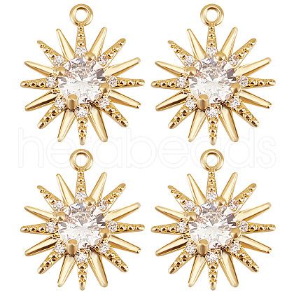 Beebeecraft 10Pcs Brass Micro Pave Clear Cubic Zirconia Pendants KK-BBC0005-87-1