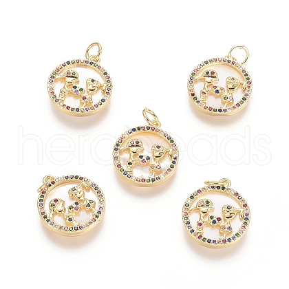 Brass Micro Pave Cubic Zirconia Pendants ZIRC-G161-14G-01-1
