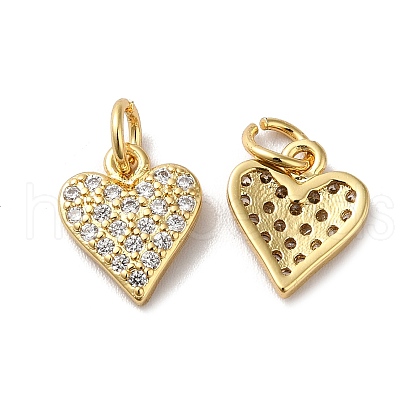 Rack Plating Brass Micro Pave Clear Cubic Zirconia Charms KK-F853-16G-1