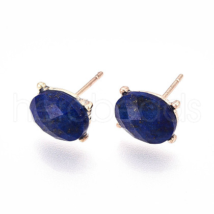 Natural Lapis Lazuli Stud Earrings EJEW-N057-01C-1