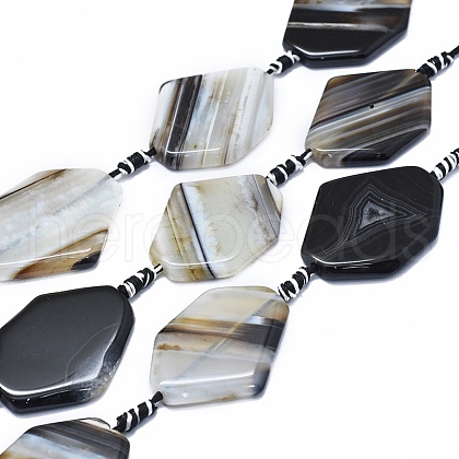 Natural Banded Agate/Striped Agate Beads Strands G-I245-59B-1