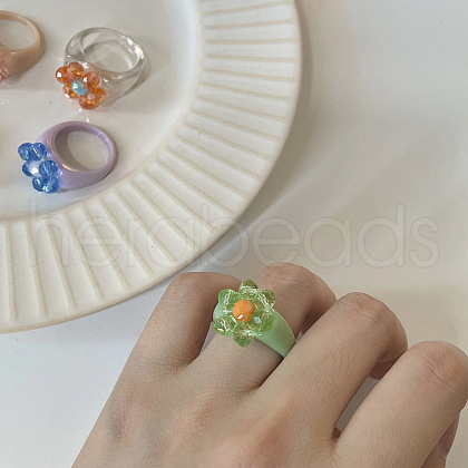 Retro Lovely Resin and Quartz Crystal Finger Rings FS-WG43D53-04-1