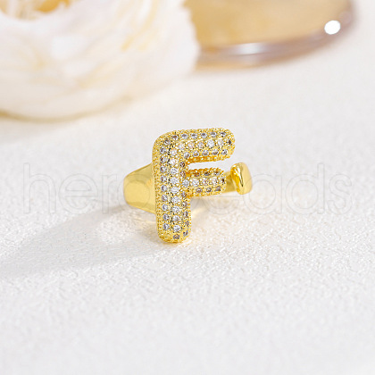Brass Micro Pave Clear Cubic Zirconia Cuff Rings FS-WG4832E-11-1
