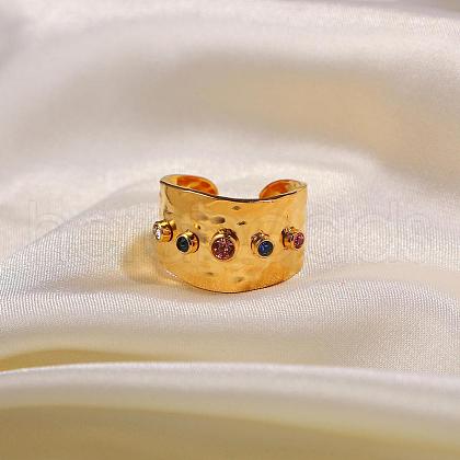 Stainless Steel Pave Cubic Zirconia Cuff Rings AV9683-1