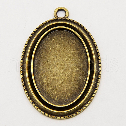 Tibetan Style Zinc Alloy Pendant Cabochon Settings X-TIBEP-M004-01AB-NR-1