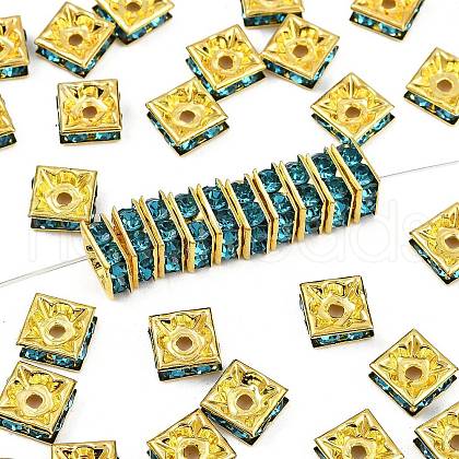 Brass Rhinestone Spacer Beads RSB074NF-13G-1