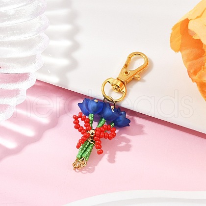 Bouquet Handmade Glass Seed Beaded & Acrylic Pendants Decorations HJEW-MZ00269-02-1