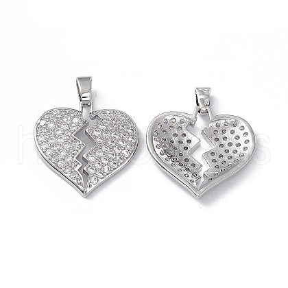Brass Clear Cubic Zirconia Pendants KK-E068-VA124-1-1