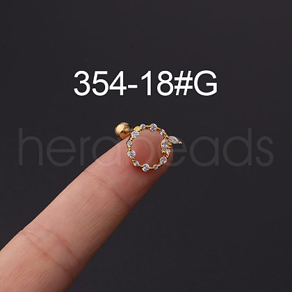 316L Stainless Steel Micro Pave Cubic Zirconia Cartilage Earrings WG094CA-36-1