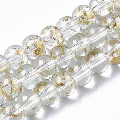 Transparent Spray Painted Glass Bead Strands GLAA-N035-03A-B09-1