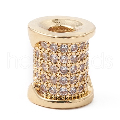 Eco-Friendly Rack Plating Brass Micro Pave Cubic Zirconia Beads KK-F835-24C-G-1