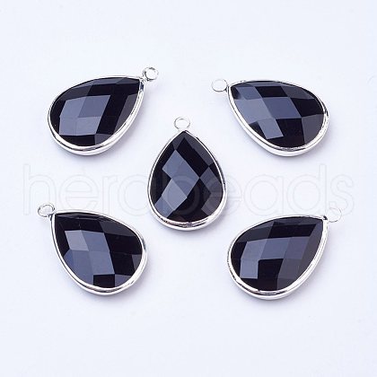 Silver Color Plated Brass Glass teardrop X-GLAA-M006-A-12S-1