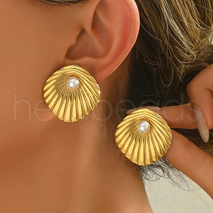 Elegant Stainless Steel Textured Rhombus Stud Earrings YK4954-1