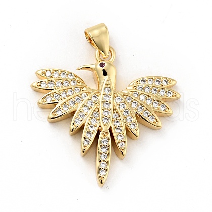 Rack Plating Brass Micro Pave Clear Cubic Zirconia Pendants ZIRC-F129-45G-1