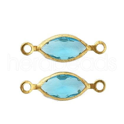 Brass Pave K9 Glass Connector Charms KK-Q059-01B-G-1
