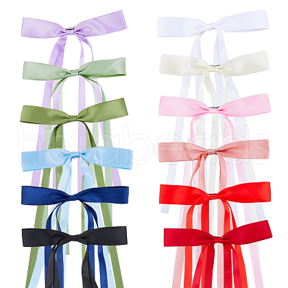 SUPERFINDINGS 24Pcs 12 Colors Polyester Ribbon Bowknot Alligator Hair Clips PHAR-FH0001-04-1