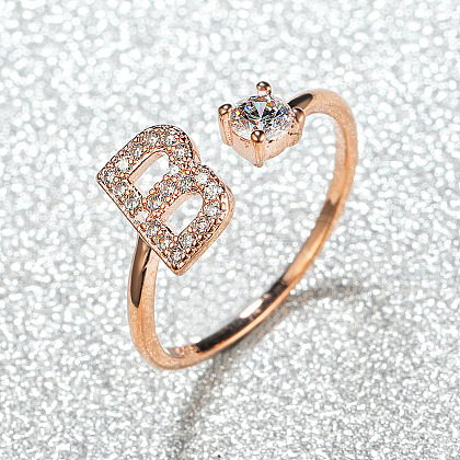 Brass Micro Pave Cubic Zirconia Cuff Rings for Women FS-WGA4C54-02-1