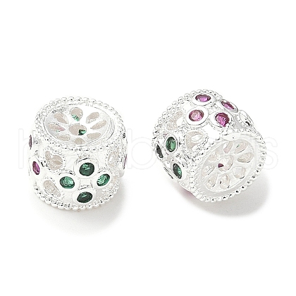 Brass Micro Pave Cubic Zirconia Beads KK-A254-21S-1