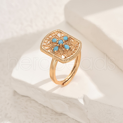 Brass Micro Pave Cubic Zirconia Adjustable Finger Rings for Women VV2649-4-1