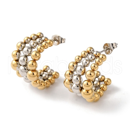 Ion Plating(IP) 304 Stainless Steel Stud Earrings for Women EJEW-L287-040GP-1