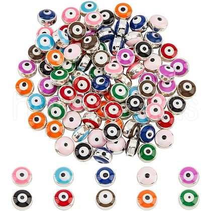  12 Colors Alloy Enamel European Beads ENAM-NB0001-40G-1