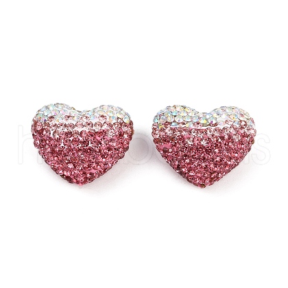Gradient Color Heart Shaped Polymer Clay Rhinestone Beads CLAY-NH0002-03A-1