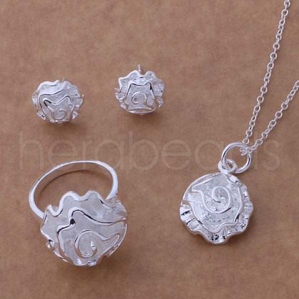 Brass Pendant Necklace & Stud Earring & Ring FS-WG54E60-08-1