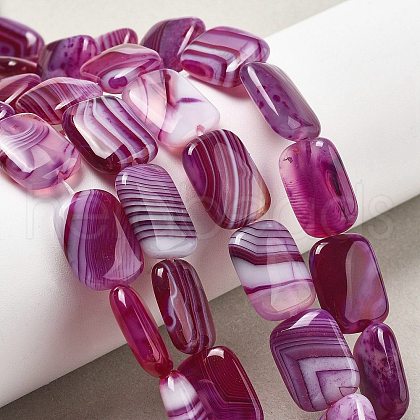 Natural Banded Agate Beads Strands G-K392-B08-13x18mm-1
