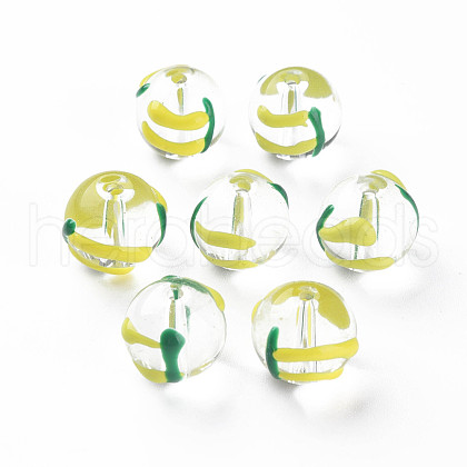 Transparent Glass Enamel Beads GLAA-N049-022-1