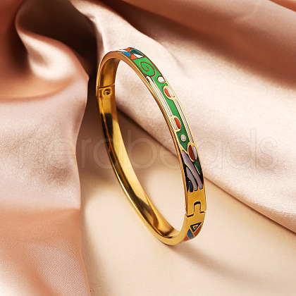 304 Stainless Steel Enamel Bangles FS-WG30162-09-1