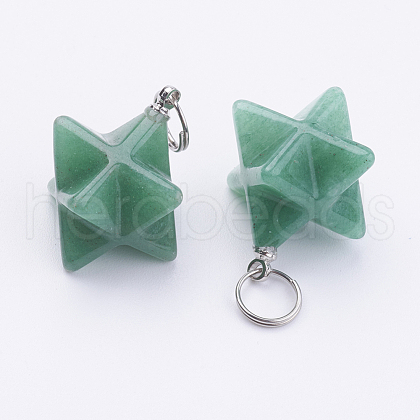 Natural Green Aventurine Pendants X-G-E398-02G-1
