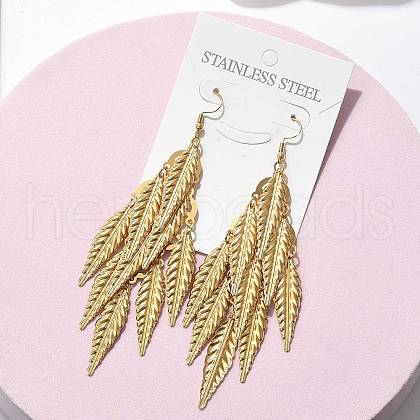 304 Stainless Steel Dangle Earrings EJEW-S253-07B-G-1