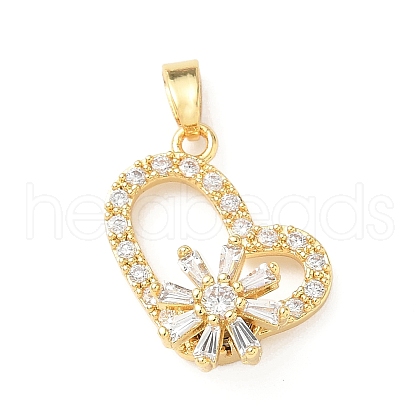 Brass Micro Pave Cubic Zirconia Rotating Pendants KK-M323-01C-G-1