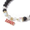 5Pcs Valentine's Day Theme Natural Lava Rock & Synthetic Moonstone Round Beads Stretch Bracelets BJEW-JB11648-4