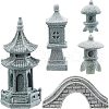 SUPERFINDINGS 5Pcs 5 Style Chinese Pagoda Statue Stone Miniature Ornament AJEW-FH0002-53-1