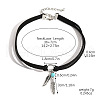 Bohemian Style Alloy Feather Charm & Synthetic Turquoise Pendant Choker Necklaces FS-WGABF31-02-2