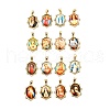 Rack Plating Brass Micro Pave Cubic Zirconia Glue Photographic Paper Pendants KK-D343-03G-1