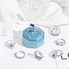 ANATTASOUL 8Pcs 8 Style Flower & Butterfly & Diamond Rhinestone Rotating Open Cuff Rings Set with Glass RJEW-AN0001-12-5
