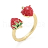 Brass with Enamel Cuff Open Rings for Women RJEW-Q019-01A-G-4