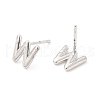 Brass Hollow Out Initial Letter Stud Earrings for Women EJEW-A044-01P-W-2